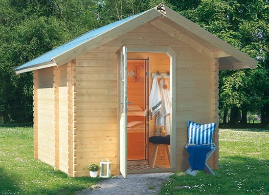 Buitensauna, Saunahuis Kuopi: Blokhut B:225 x D:348cm - Sauna: B:225 x D:175cm